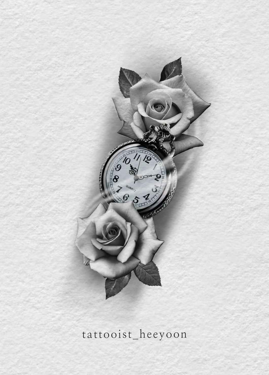 Tattoo Watch Design Pocket Watch And Roses By Heeyoon – Skull