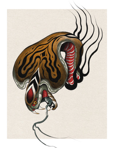 Snake Head with Flames by Pablo