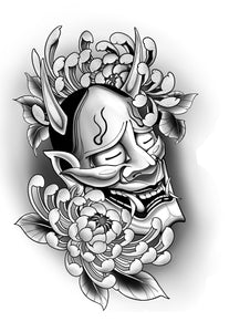 Hanya Mask & Chrysanthemums by Cris