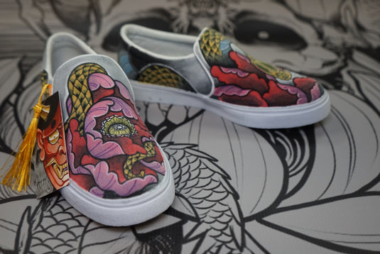Translation missing: en.Hand Painted Shoes - Snake Peony