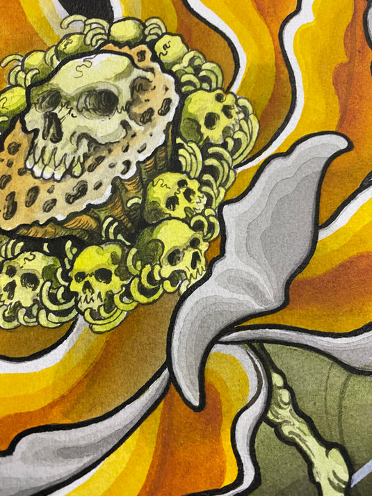 Translation missing: en.“Lotus Skulls” Original Painting by Boeden Alfonso