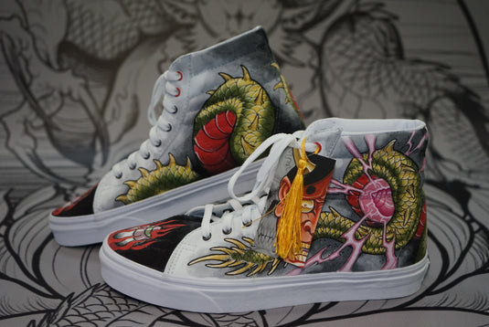 Translation missing: en.Hand Painted Shoes - Dragon Hoju