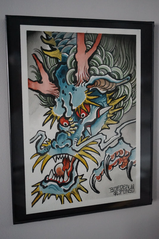 Translation missing: en.“Blue Dragon” Original Painting by Boeden Alfonso
