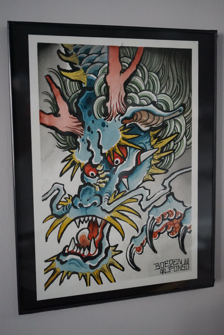 Translation missing: en.“Blue Dragon” Original Painting by Boeden Alfonso