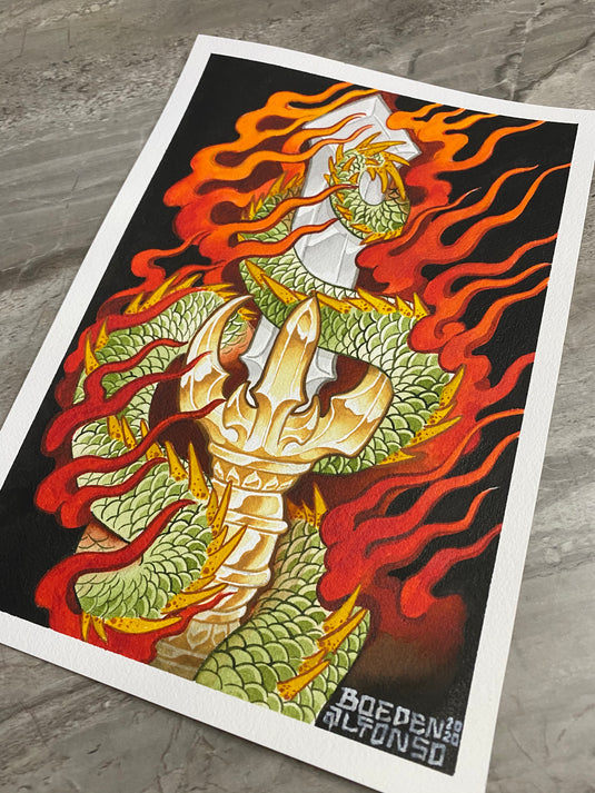 Translation missing: en.“Dragon Sword” Original Painting by Boeden Alfonso
