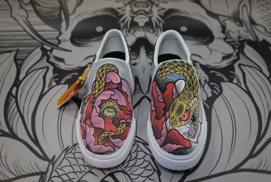 Translation missing: en.Hand Painted Shoes - Snake Peony