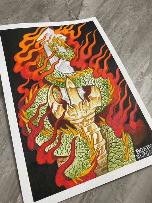 Translation missing: en.“Dragon Sword” Original Painting by Boeden Alfonso