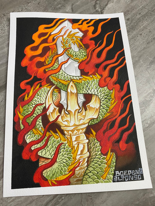 Translation missing: en.“Dragon Sword” Original Painting by Boeden Alfonso