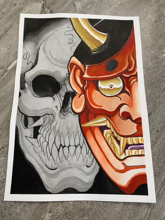 Translation missing: en.“Skull x Hannya” Original Painting by Boeden Alfonso