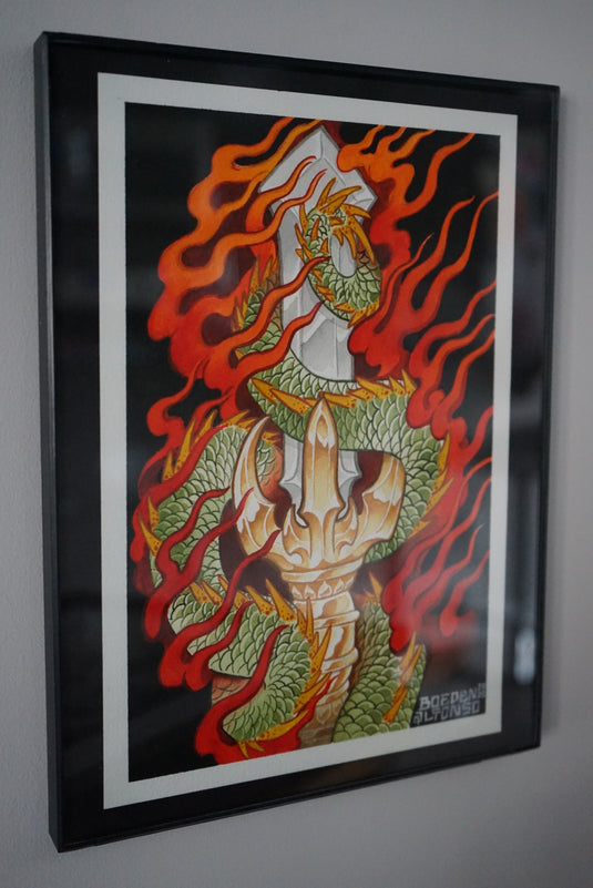 Translation missing: en.“Dragon Sword” Original Painting by Boeden Alfonso