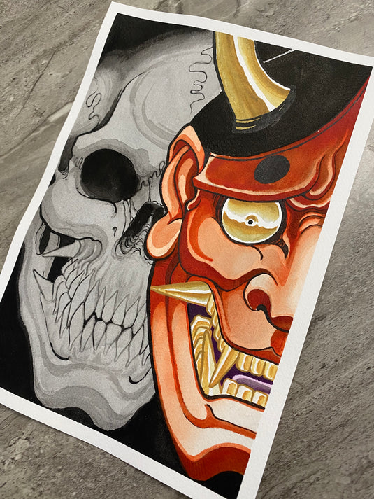 Translation missing: en.“Skull x Hannya” Original Painting by Boeden Alfonso