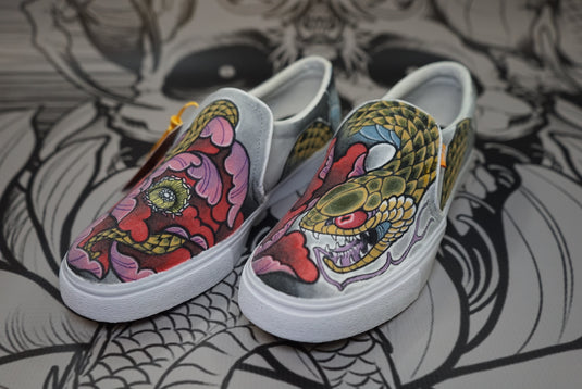 Translation missing: en.Hand Painted Shoes - Snake Peony
