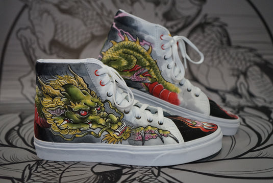 Translation missing: en.Hand Painted Shoes - Dragon Hoju