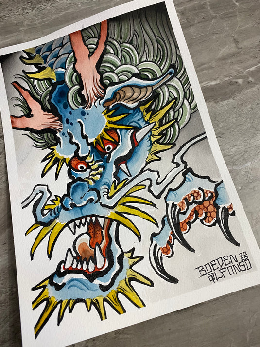 Translation missing: en.“Blue Dragon” Original Painting by Boeden Alfonso