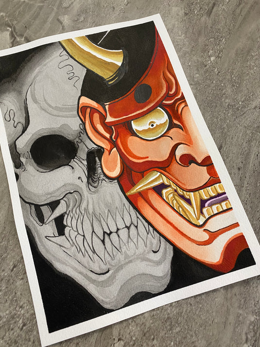 Translation missing: en.“Skull x Hannya” Original Painting by Boeden Alfonso