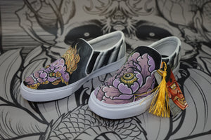 Hand Painted Shoes - Shi Shi Peony