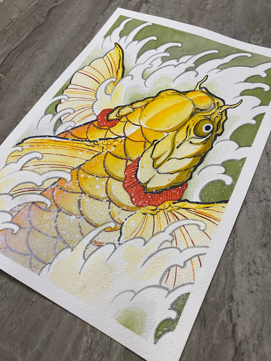 Translation missing: en.“Golden Koi” Original Painting by Boeden Alfonso