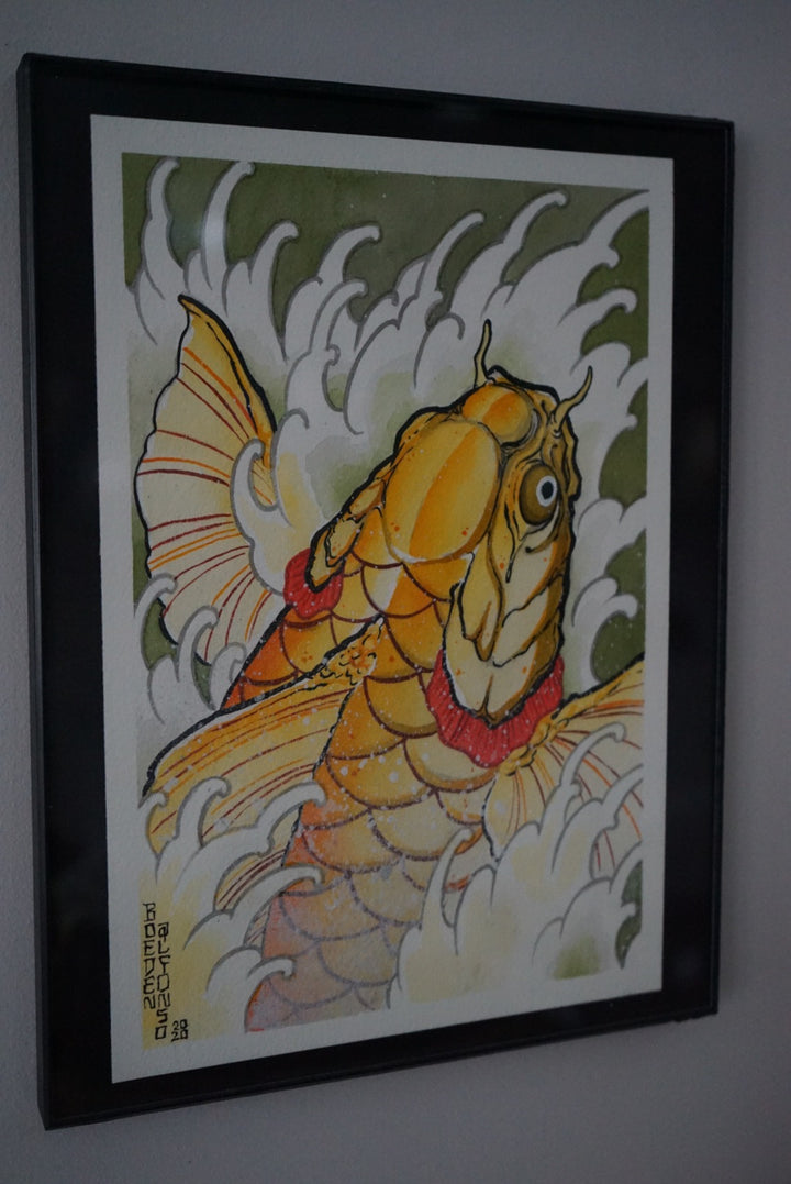 Translation missing: en.“Golden Koi” Original Painting by Boeden Alfonso
