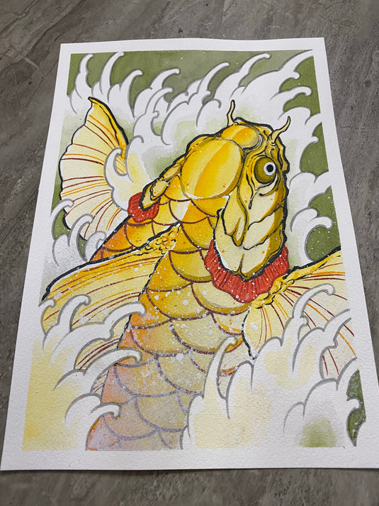 Translation missing: en.“Golden Koi” Original Painting by Boeden Alfonso