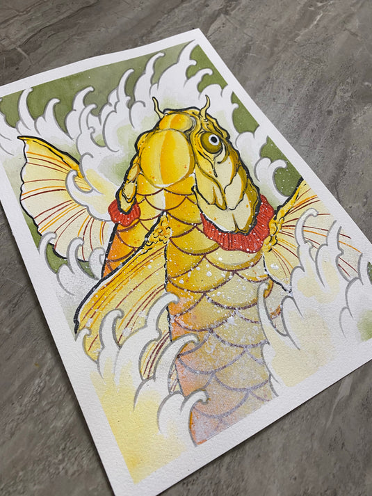 Translation missing: en.“Golden Koi” Original Painting by Boeden Alfonso